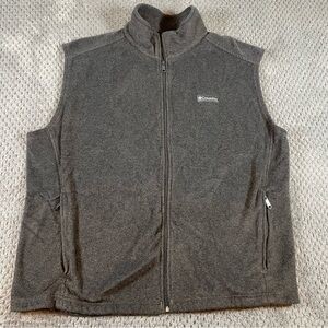 Columbia Vest Mens XXL Gray Fleece Jacket Sweater Full Zip Pockets Casual Hiking